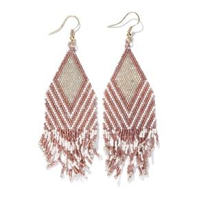 COPY - NWT Ink+Alloy Dottie Diamond Angle Beaded Fringe Earrings Rose Gold